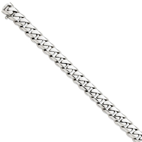 14k White Gold 10.8mm Hand-polished Rounded Curb Link Chain-WBC-WLK127-20