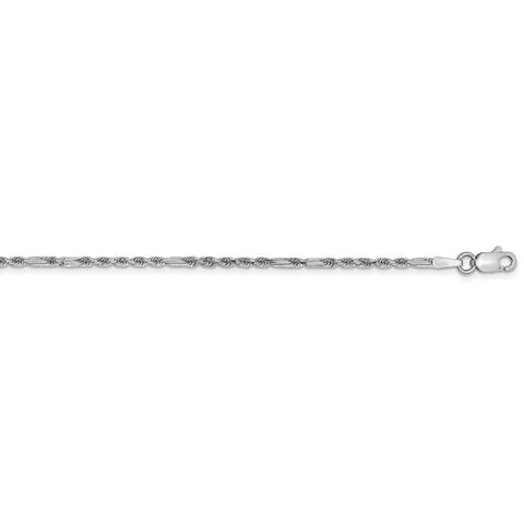 14k White Gold 1.8mm D/C Milano Rope Chain-WBC-WMIL030-20