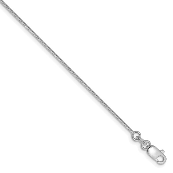 14k WG 1.0mm Octagonal Snake Chain Anklet-WBC-WOS100-9