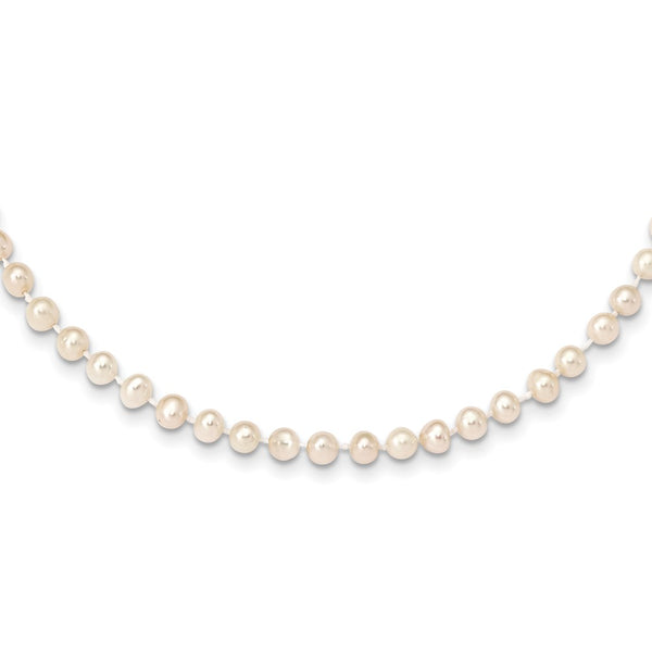 14k 4-5mm White Near Round Freshwater Cultured Pearl Necklace-WBC-WPN040-28