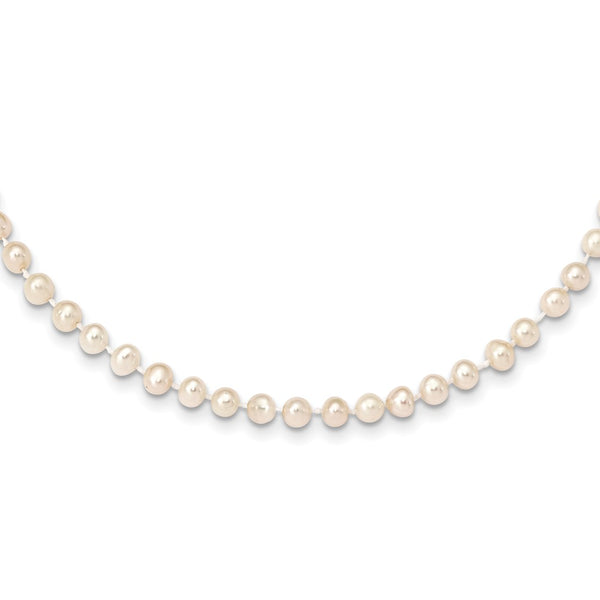 14k 4-5mm White Near Round Freshwater Cultured Pearl Necklace-WBC-WPN040-24