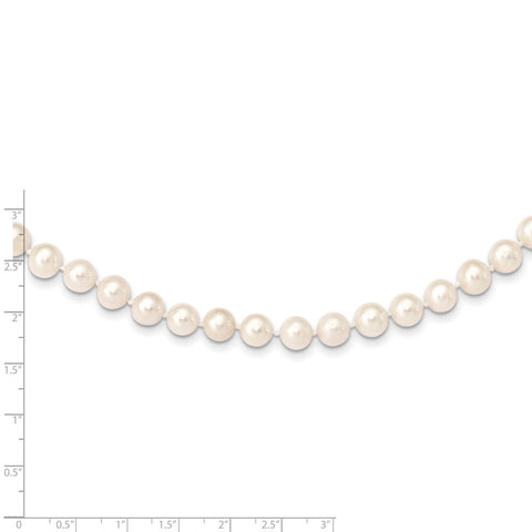 14k 7-8mm White Near Round Freshwater Cultured Pearl Necklace-WBC-WPN070-24