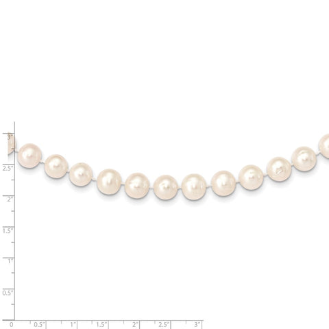 14k 9-10mm White Near Round Freshwater Cultured Pearl Necklace-WBC-WPN090-28
