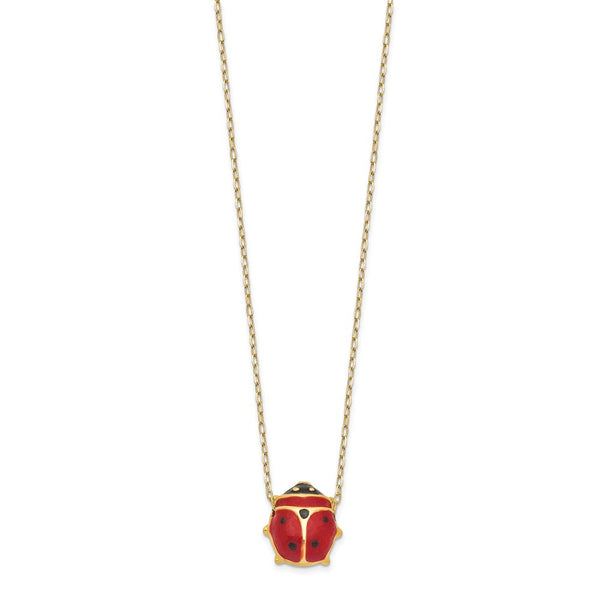 14k Enameled Ladybug Necklace-WBC-XCH212