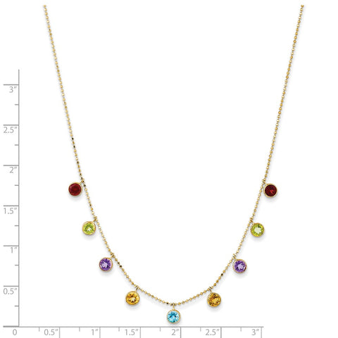 14K Multi-color Gemstone Necklace w/ 2in ext.-WBC-XF2648-18
