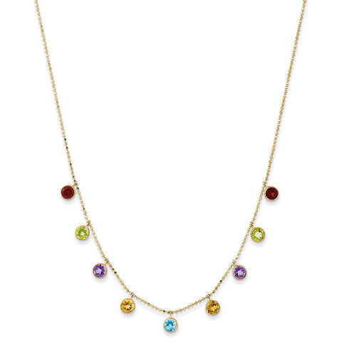 14K Multi-color Gemstone Necklace w/ 2in ext.-WBC-XF2648-18