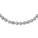 14k White Gold 8-9mm Grey Rice Freshwater Cultured Pearl Necklace-WBC-XF415-24