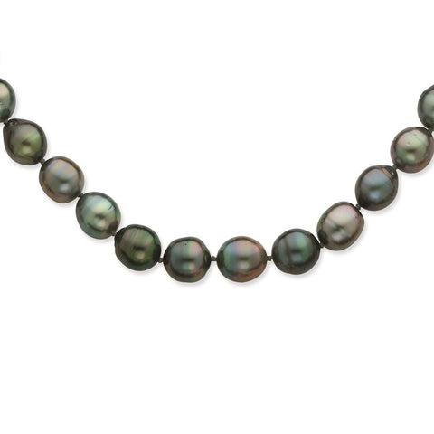 14K WG 8-11mm Baroque Saltwater Cultured Tahitian Pearl Graduated Necklace-WBC-XF423-18
