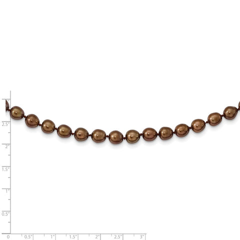 14k 7-8mm Coffee Brown Rice Freshwater Cultured Pearl Necklace-WBC-XF431-20