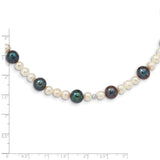 14K WG White & Peacock Semi-round Freshwater Cultured Mirror Bead Necklace-WBC-XF437-18