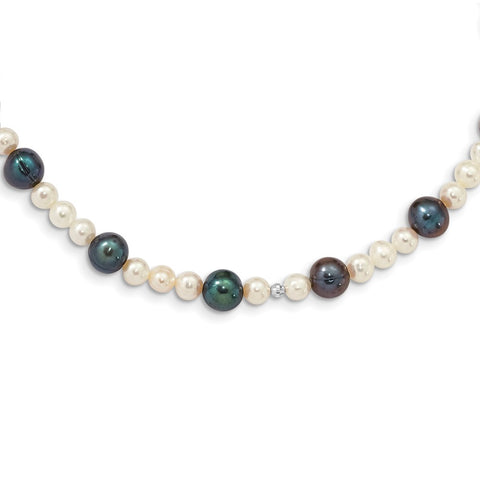 14K WG White & Peacock Semi-round Freshwater Cultured Mirror Bead Necklace-WBC-XF437-18