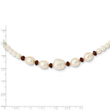 14K White Freshwater Cultured Pearl Faceted 4.0 Garnet Bead Necklace-WBC-XF443-18