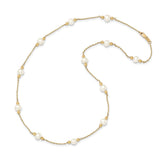 14K 5-6mm White Near Round FW Cultured Pearl Bead 12-station Necklace-WBC-XF445-18