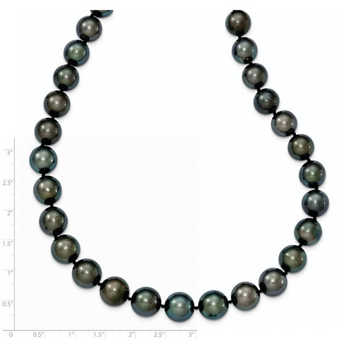 14k WG 9-12mm Semi-round Saltwater Cultured Tahitian Graduated Necklace-WBC-XF464-19