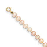 14k 4-5mm Pink Near Round Freshwater Cultured Pearl Necklace-WBC-XF506-12