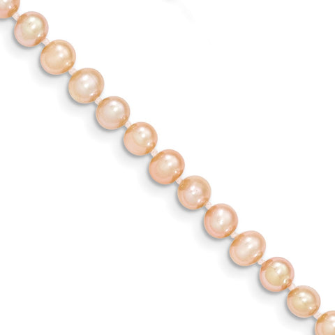 14k 4-5mm Pink Near Round Freshwater Cultured Pearl Necklace-WBC-XF506-14