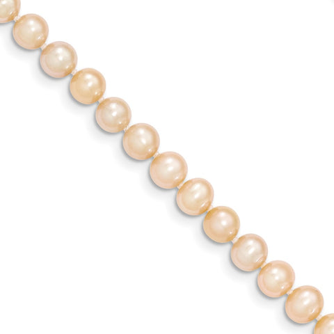 14k 5-6mm Pink Near Round Freshwater Cultured Pearl Necklace-WBC-XF507-12