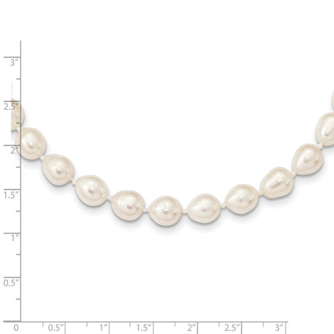 14k 7-8mm White Rice Freshwater Cultured Pearl Necklace-WBC-XF525-18