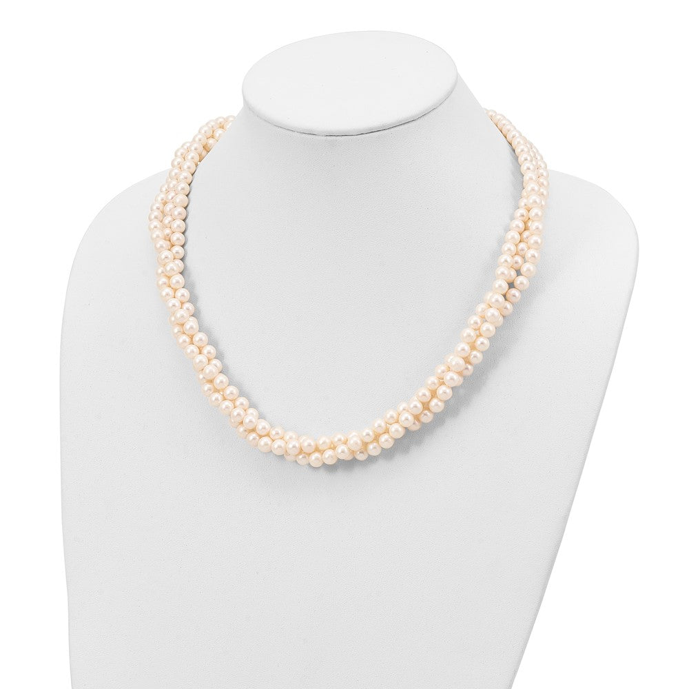 14k 6-7mm White Near Round FW Cultured Pearl 3-Strand Necklace-WBC-XF553-21