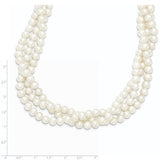 14k 6-7mm White Near Round FW Cultured Pearl 3-Strand Necklace-WBC-XF553-21