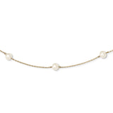 14K 7-8mm White Near Round Freshwater Cultured Pearl 7-Station Necklace-WBC-XF554-18