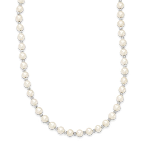 14k White Gold 6-7mm White Near Round FW Cultured Pearl Necklace-WBC-XF572-18