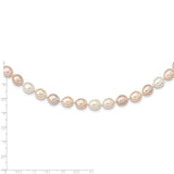 14K 8-9mm Rice Pink Purple White Alternating Color FWC Pearl Necklace-WBC-XF764-18