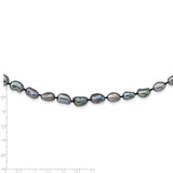 14K White Gold 7x11 Baroque Black FWC Pearl Necklace-WBC-XF767-18