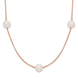 14K Rose Gold 5-6mm Round White FWC Pearl 9-Station Necklace-WBC-XF772R-18