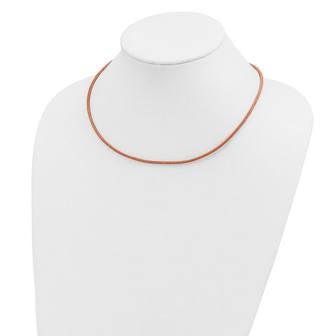 14k 2mm 16in Natural Leather Cord Necklace-WBC-XG263-16