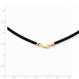 14k 3mm 16in with Yellow Clasp Black Rubber Cord Necklace-WBC-XG266-16