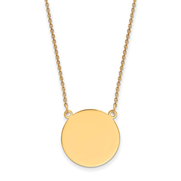 14k Plain .018 Gauge Circular Engravable Disc 18in Necklace-WBC-XM625/18-18