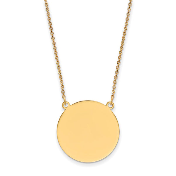 14k Plain .018 Gauge Circular Engravable Disc 18in Necklace-WBC-XM626/18-18