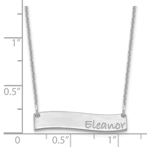 10K White Gold Small Polished Curved Bar Necklace-WBC-10XNA1074W