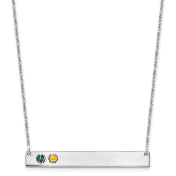 14KW 2 Birthstone w/ 18k Bezel Large Bar Necklace-WBC-XNA1085/2W