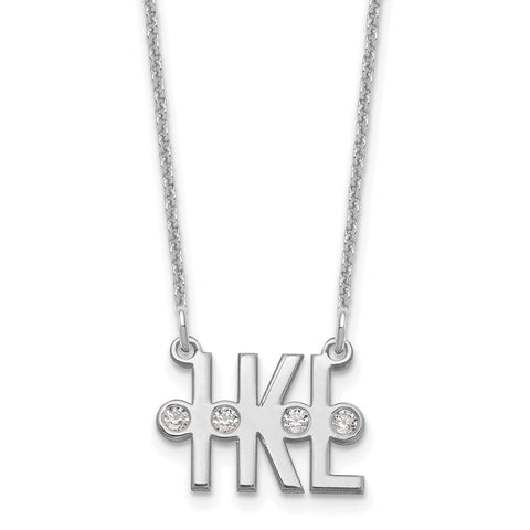 14KW Polished 3 Initial Diamond Necklace-WBC-XNA1139W