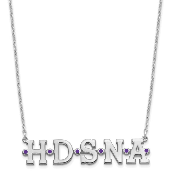 Sterling Silver/Rhodium-plated 5 Initials with Epoxy Necklace-WBC-XNA1158SS