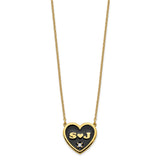 Sterling Silver/Gold-plated 2 Initial Epoxied Heart with Diamond Necklace-WBC-XNA1166GP