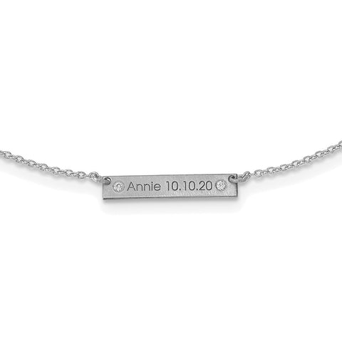 Sterling Silver/Rhodium-plated Brushed 1 Station with Diamond Necklace-WBC-XNA1177/1SS