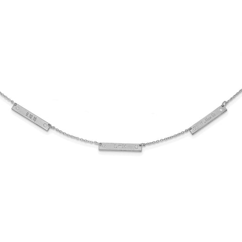 Sterling Silver/Rhodium-plated Brushed 3 Station with Diamond Necklace-WBC-XNA1177/3SS