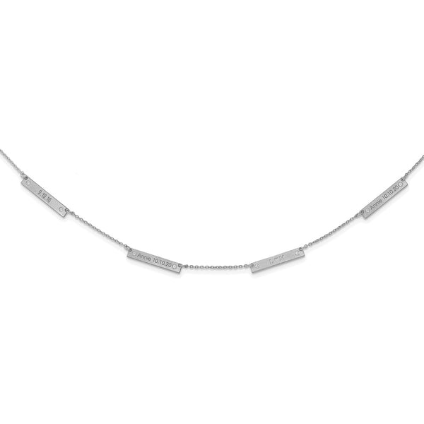 Sterling Silver/Rhodium-plated Brushed 4 Station with Diamond Necklace-WBC-XNA1177/4SS