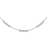 Sterling Silver/Rhodium-plated Brushed 3 Station with Epoxy Necklace-WBC-XNA1178/3SS