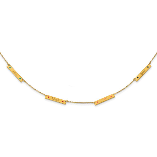 Sterling Silver/Gold-plated Brushed 4 Station with Epoxy Necklace-WBC-XNA1178/4GP