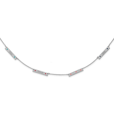 Sterling Silver/Rhodium-plated Brushed 4 Station with Epoxy Necklace-WBC-XNA1178/4SS