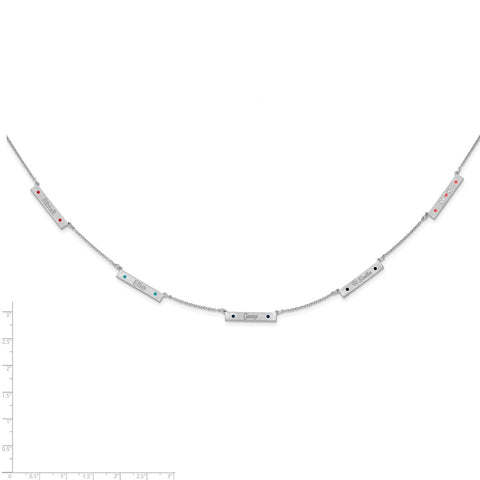 Sterling Silver/Rhodium-plated Brushed 5 Station with Epoxy Necklace-WBC-XNA1178/5SS