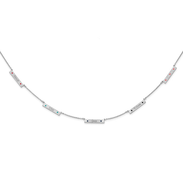 Sterling Silver/Rhodium-plated Brushed 5 Station with Epoxy Necklace-WBC-XNA1178/5SS