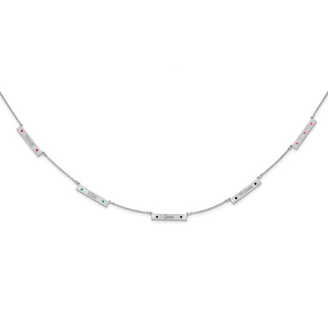 Sterling Silver/Rhodium-plated Brushed 5 Station with Epoxy Necklace-WBC-XNA1178/5SS