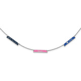 Sterling Silver/Rhodium-plated Brushed Epoxied 3 Station Necklace-WBC-XNA1179/3SS