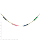 Sterling Silver/Gold-plated Brushed Epoxied 4 Station Necklace-WBC-XNA1179/4GP