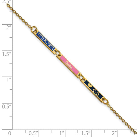 10KY Brushed Epoxied 3 Station Bracelet-WBC-10XNA1183/3Y